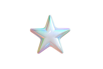 PNG Holographic iridescent star with colorful light reflections on white background