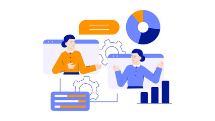 Two people in separate browser windows giving presentations.