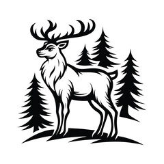 reindeer standing with trees