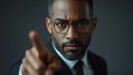 Businessman pointing finger portrait - Powered by Adobe