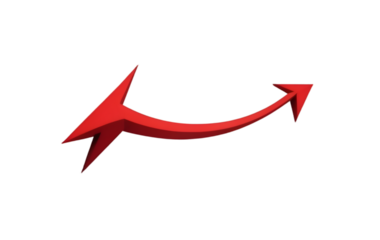 Simple red curved arrow, red arrow, bold red arrow, clean red arrow, high contrast red arrow, red arrow icon, red arrow symbol, red arrow design, red arrow graphic, red arrow illustration