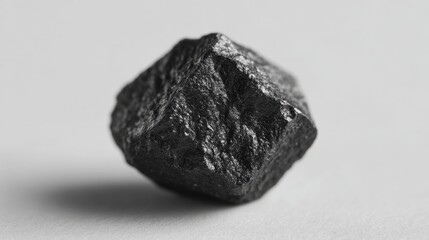 Fototapeta premium minimalistic scene capturing essence of coal industry with black chunk of coal on white background