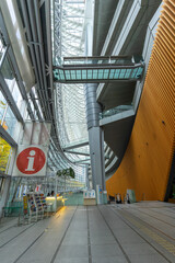 Interior view of Tokyo International Forum Glass Building in Tokyo, Japan 