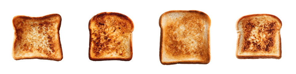 Four rows of crispy golden brown toast slices arranged in a grid like pattern showcasing the delectable texture and color of a classic breakfast item