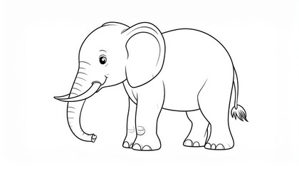 Fototapeta premium Cute, simple line drawing of an elephant.