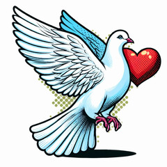 Obraz premium Vector illustration of a peace dove with a heart, symbolizing love and freedom in flight