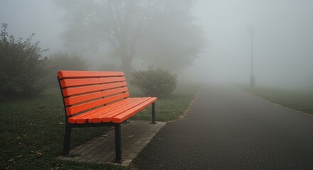 Bench fog park landscape outdoor place seat