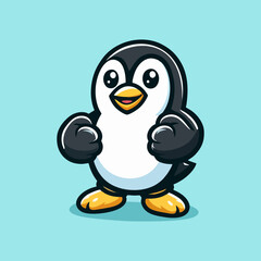 Obraz premium Adorable Penguin Mascot Character Illustration for Logo Emblem Animal Cartoon Cute Vector Creative Branding Winter Wildlife Friendly Arctic Antarctic Flat Icon Simple Graphic Style Nature Fish Chill