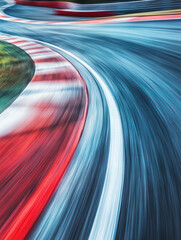 Racing Track Velocity: An abstract shot of a race track, with blurred lines and vibrant colors. capturing the speed and thrill of motor racing. 
