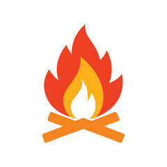 A colorful camp fire vector art illustration