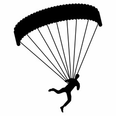 Silhouette of a Skydiver with Parachute in Flight
