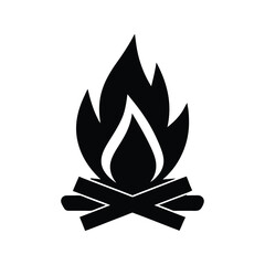 A camp fire silhouette vector art illustration