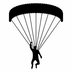 Silhouette of a Skydiver with Parachute in Flight