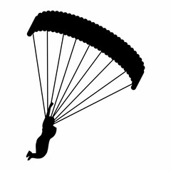 Silhouette of a Skydiver with Parachute in Flight