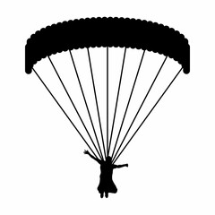 Silhouette of a Skydiver with Parachute in Flight