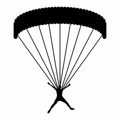 Silhouette of a Skydiver with Parachute in Flight