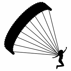 Silhouette of a Skydiver with Parachute in Flight