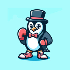 Cute animal mascot cartoon penguin logo design for vector illustration arctic animal emblem adorable mascot art funny penguin character branding digital logo identity clipart and merchandise label