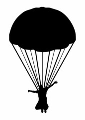 Silhouette of a Skydiver with Parachute in Flight
