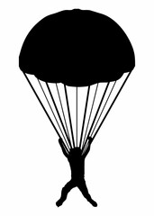 Silhouette of a Skydiver with Parachute in Flight