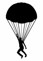 Silhouette of a Skydiver with Parachute in Flight