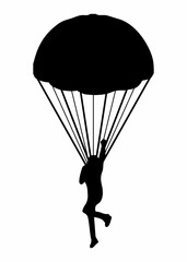 Silhouette of a Skydiver with Parachute in Flight