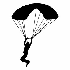 Silhouette of a Skydiver with Parachute in Flight