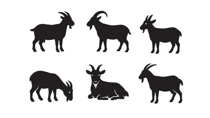Fototapeta premium Various Goat Silhouette Views