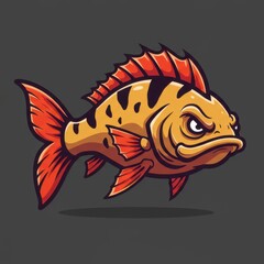 Aggressive Cartoon Piranha Fish Illustration Fierce Predator Aquatic Animal Design
