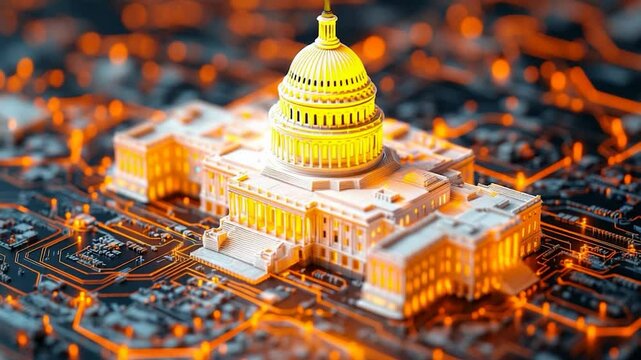 Capitol building on circuit board