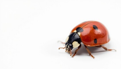 Naklejka premium Close-up of a single ladybug on white background, bug, animal