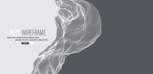 Plakat The abstract wave is made in a frame style. Template for science and technology presentation. Vector art.