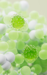 Biological virus and particles background, 3d rendering.