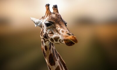 Obraz premium Rare Nubian Giraffe Face with Blurred Background