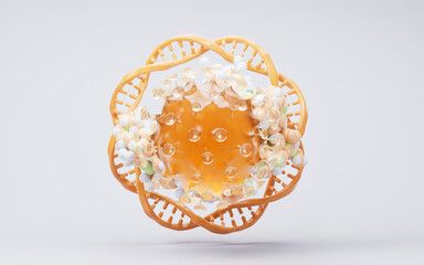 Biological virus cell and organic protein structure, 3d rendering.