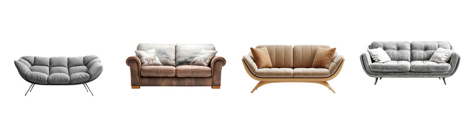 Fototapeta premium A collection of modern and vintage inspired living room furniture long title A diverse range of stylish and comfortable couches sofas and chairs