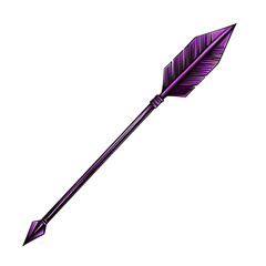 Contemporary Arrow with a Layered Design in Royal Purple Isolated on Transparent Background