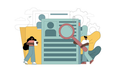 Personnel selection concept. HR. Professional recruitment, job application analysis, employment.eps