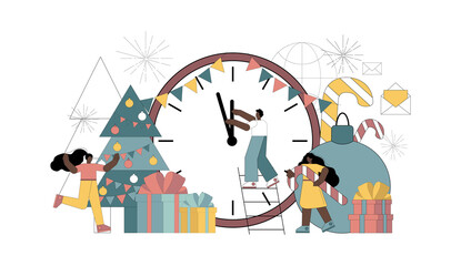 People are preparing for the New Year, Christmas. Decorate the Christmas tree, decorate the office