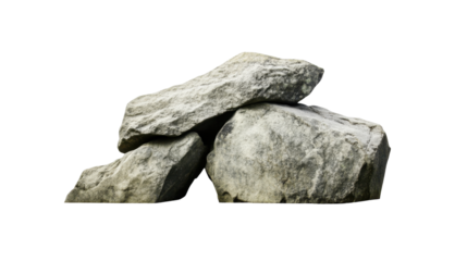 Stacked Gray Rocks with Rough Texture on Transparent Background for Natural Design Elements