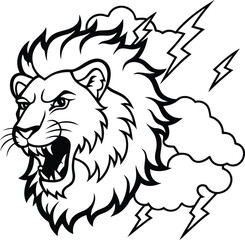 Lion head line art, lion head silhouette, lion clip art