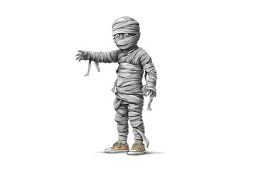 Fototapeta premium PNG Child in mummy costume with sneakers - halloween outfit creativity