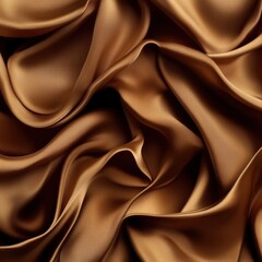 Fototapeta premium Luxurious, bronze-toned silk fabric dramatically draped and folded, creating a rich, textured surface with subtle highlights and shadows