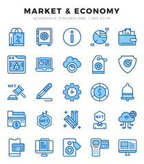 Set of 25 Market & Economy Two Color Icons Pack.