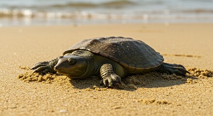 A Turtle on the Beach