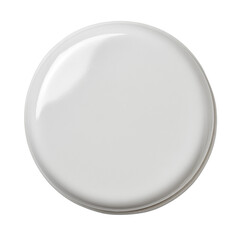 A pristine white circular object reflects light against a clean background, showcasing simplicity and minimalism in a studio shot with smooth, rounded edges.