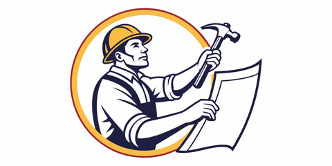 Naklejka premium construction worker vector icon