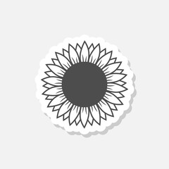 Sunflower simple icon sticker isolated on gray background