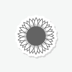 Sunflower simple icon sticker isolated on gray background