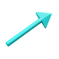 Contemporary Arrow with Crisp Lines in Bright Cyan Isolated on Transparent Background
